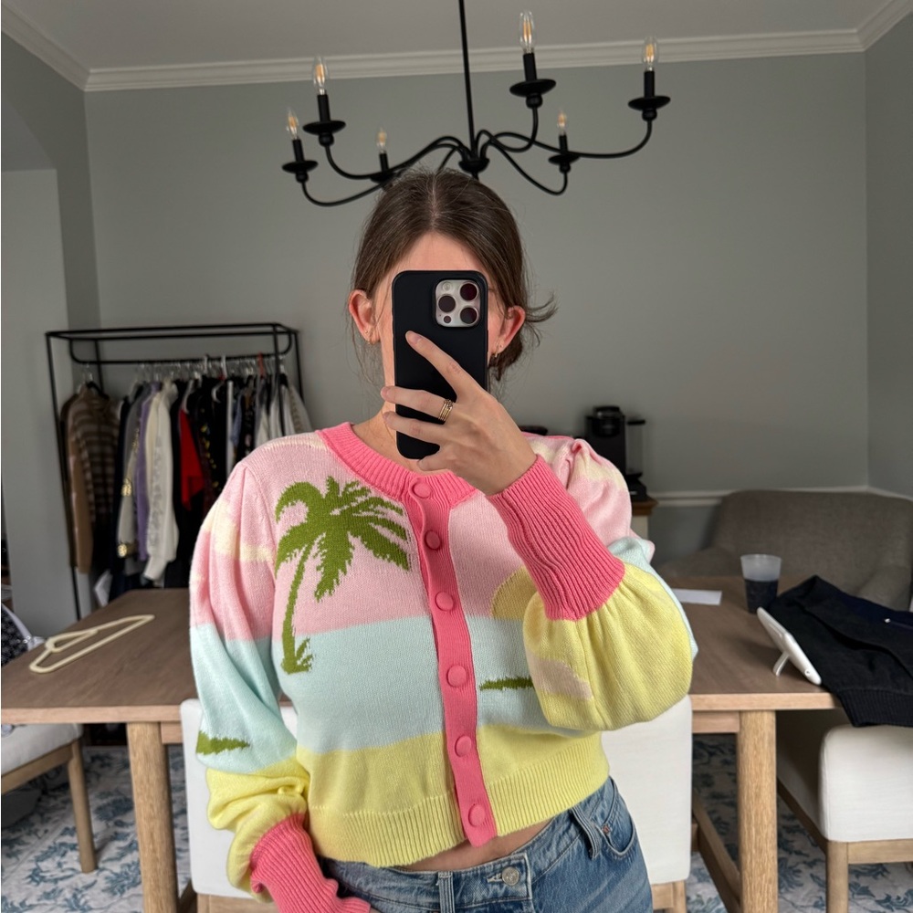 LoveShackFancy Pastel Palm Cardigan